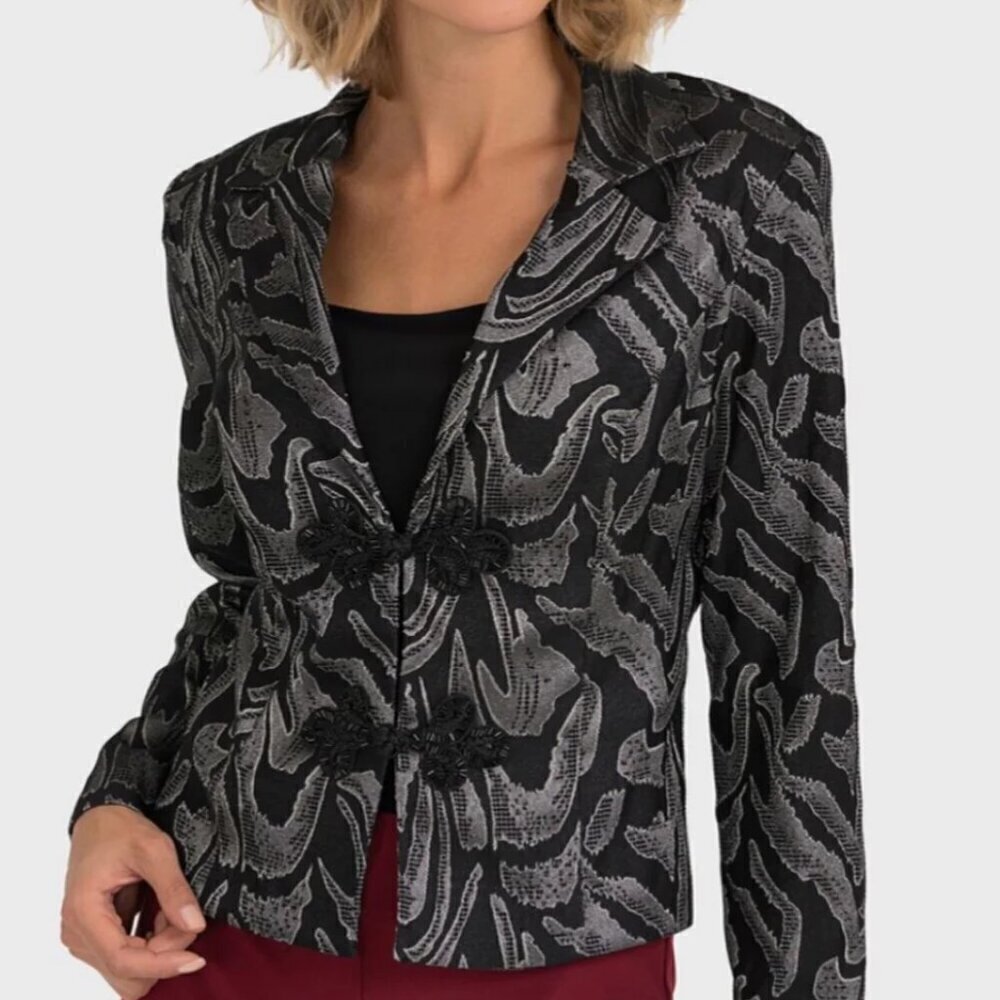 Joseph Ribkoff Black and Gray Patterned Blazer
